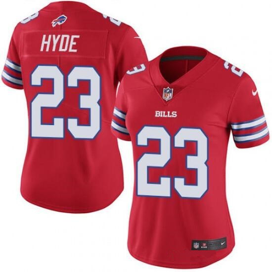 Women's Buffalo Bills #23 Micah Hyde Red Stitched Football Jersey(Run Small)